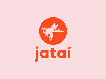 Logotipo do aplicativo Jataí para Shopify Plus em fundo rosa.