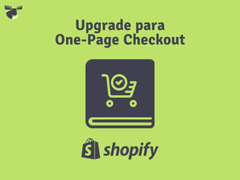 Banner promoting upgrade for Shopify One-Page Checkout with shopping cart icon on green background.